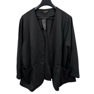 Chicue Blazer Plus Size 3X Black Open Minimalist Capsule Career Day to Night NEW